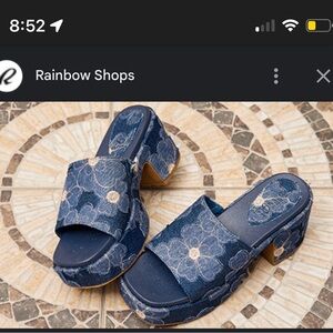 Floral Denim Platform Sandals